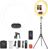 NEEWER RH100B LED-ringlamp, 100 W, hoog vermogen, met statief en 3 mobiele telefoonhouders, compatibel met iPhone, 2900-7000K CRI97+ app-bediening/2,4 G, licht voor selfies, video-opnames, make-up