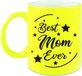 Bellatio Decorations Bol Best Mom Ever cadeau mok / beker - neon geel - 330 ml - verjaardag / Moederdag / bedankje