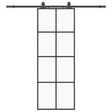vidaXL Schuifdeur met beslagset 76x205 cm ESG glas zwart