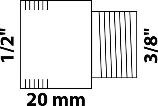 KIRCHHOFF MS verlopend kraanverlengstuk, blanco, 3/8"BI x 1/2"BU