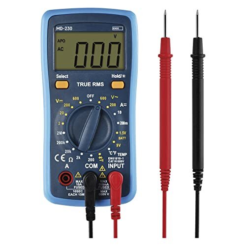 Emos Digitale multimeter CATIII 600V, True RMS stroommeter en batterijtester 2000 counts met meetpunten, sonde, geheugenfunctie, incl. batterijen