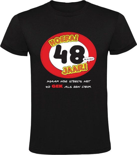 Sol's Heren T-shirt - 48 Jaar Verjaardag - Zwart - Katoen - Maat S