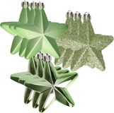 Decoris Kersthanger Sterren - Groen - 6 stuks - 7 cm - Kunststof