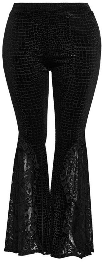 Punk Rave Crocodile Textured Velvet Embossed Flared Trousers Dames Legging - Zwart - L