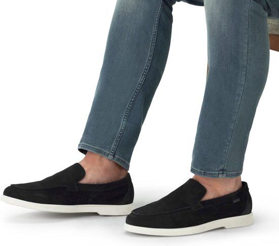 Manfield Heren Zwarte Suède Loafers Maat 43