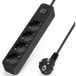 Aigi Quino Prise avec interrupteur - Rallonge avec interrupteur - 3680W - 4 prises - 1,5 mètre - Noir