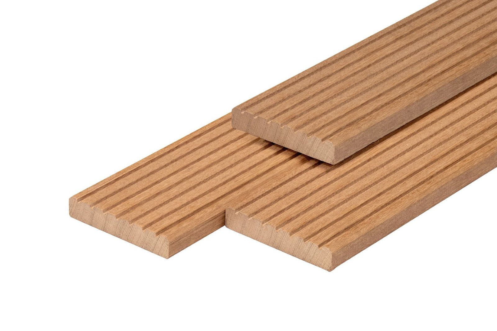 Tuindeco Bangkirai vlonderplank gedroogd 2,5x14,5x430 cm geschaafd 7 groeven 1 zijde glad
