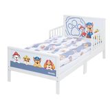 Paw Patrol kinderbed 70 x 140 cm incl. beddengoed & lattenbodem - peuterbed & Montessori thema bed van hout - motief uit de tekenfilmserie - wit/blauw