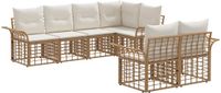 vidaXL - Bank loungeset - 7 zitplekken - Polyester - Natuurlijk en crème wit