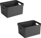 Sunware boîte de rangement Sigma - 3x pièces - plastique - 32 litres - anthracite