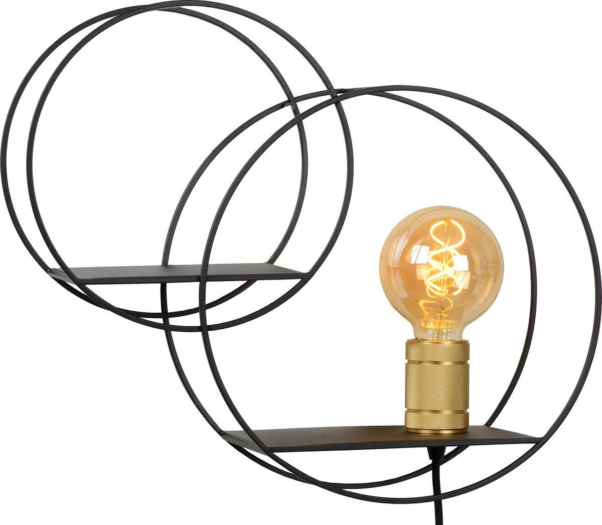 Lucide CIRCLE Wandlamp - 1xE27 - Zwart - Metaal