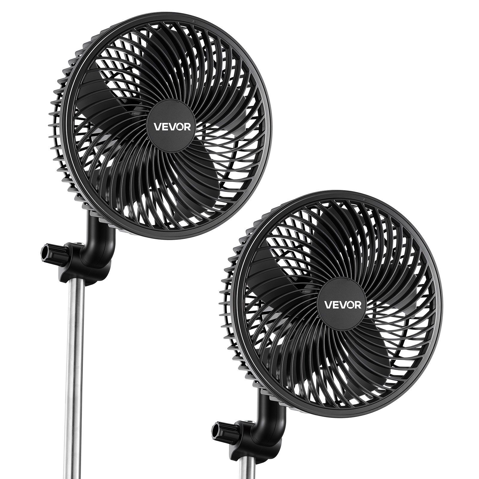 Vevor Kweekventilator met Clip, Oscillerend, 10w Clipventilator met USB-Aansluiting, 9 Snelheidsstanden en Circulatiemodus, Circulatieventilator voor Luchtcirculatie en Koeling In Kweekkasten en Kweektenten, 2-Pack