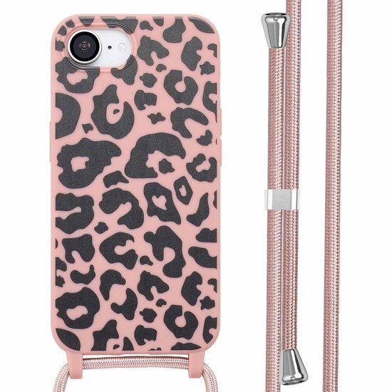 imoshion Hoesje - Geschikt voor Apple iPhone 17e / 16e - Siliconen design hoesje met koord - Animal Pink