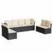 vidaXL Loungeset met Kussens, Zwart, Polyrattan