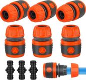 Raccord de tuyau d'arrosage - Set de 9 pièces avec accessoires de raccordement - Orange