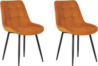 Beliani MELROSE - Chaise de salle à manger set de 2 - Orange - Velours