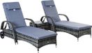 Outsunny Ensemble de chaises longues en polyrotin avec table, banc de jardin d'extérieur avec coussins 862-014V01