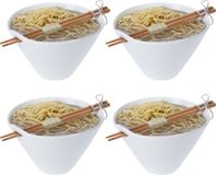 Excellent Houseware Ramen bowl - 6x - inclusief chopsticks - porselein - noodle kom set