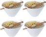 Excellent Houseware Ramen bowl - 6x - inclusief chopsticks - porselein - noodle kom set