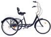 Bolt Edge Tricycle pour adultes - 6 vitesses - Vélo pour seniors - 24 pouces - Avec panier - Frein avant - Noir