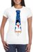 Bellatio Decorations Wit kerst T-shirt voor dames - Sneeuwpoppen stropdas print S