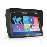 PNI L710 PRO Système de navigation GPS avec pare-soleil, 7 pouces, 800 MHz, 256 Mo DDR, 16 Go de mémoire interne, émetteur FM, incluant deux alimentations de voiture
