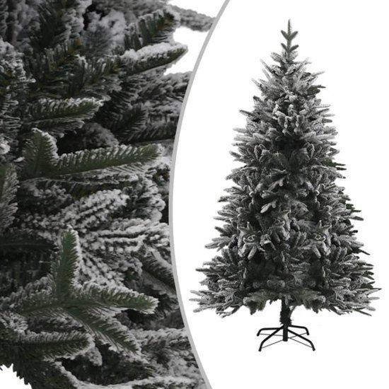 vidaXL Kunstkerstboom met sneeuwvlokken 210 cm PVC en PE groen
