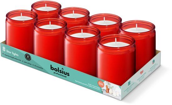 Bolsius Starlight Kaars Rood (8 Stuks) - Bolsius GJ468