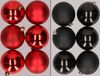 Merkloos / Sans marque Kaemingk B.V. 12x stuks kunststof kerstballen mix van rood en zwart 8 cm