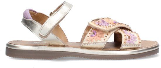 Braqeez 426114-995 Meisjes Platte Sandalen - Goud - Imitatieleer - Klittenband