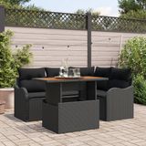 vidaXL Tuinbank Set Zwart Poly Rattan