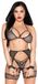 Leg Avenue 4Piece Lurex Bra and Harness Set Lingerie set - Zwart/Zilverkleurig