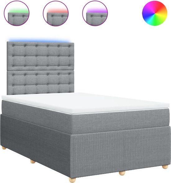 vidaXL Boxspring met matras stof lichtgrijs 120x200 cm
