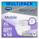 MoliCare Premium Mobile broekjes voor eenmalig gebruik: discreet bij incontinentie voor vrouwen en mannen, 8 drops, mt. XL (80-120 cm heupomtrek), 4x14 stuks