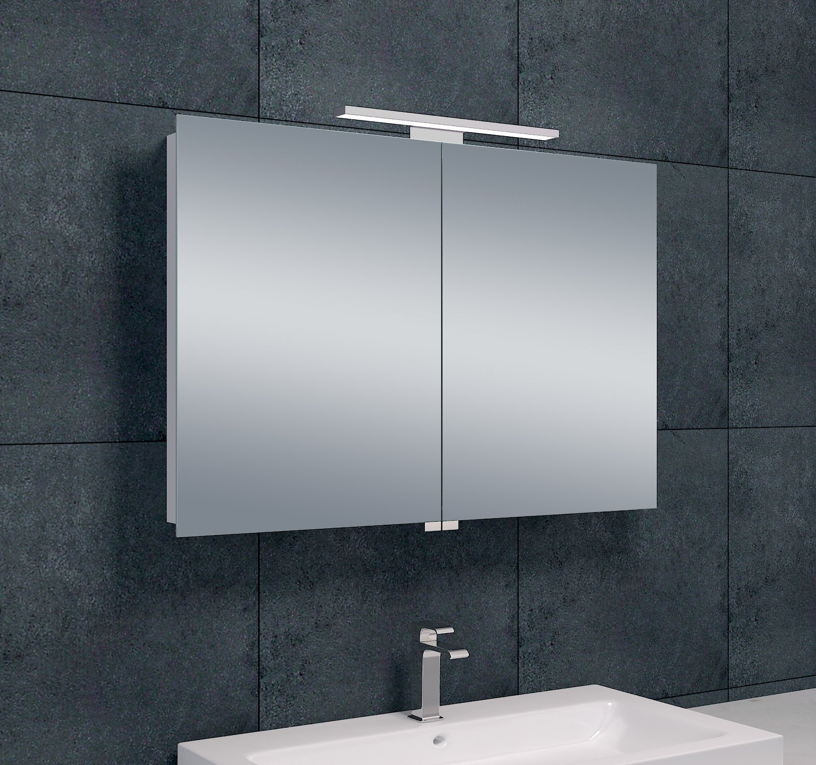 Wiesbaden Luxe spiegelkast +Led verlichting 90x60x14cm