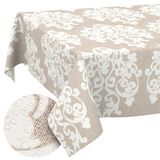 ANRO Tafelkleed Damast Beige 200x140cm Rechte rand Afwasbaar Waterafstotend Binnen & Buiten