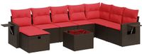 vidaXL 9-delige Loungeset met kussens, polyrattan, bruin