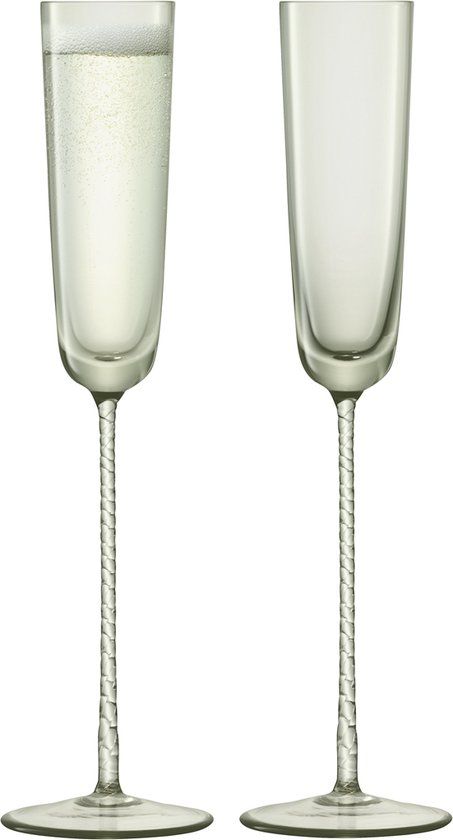 LSA Champagne Theatre Champagne Flute - 120ml - Set of 2 - Green