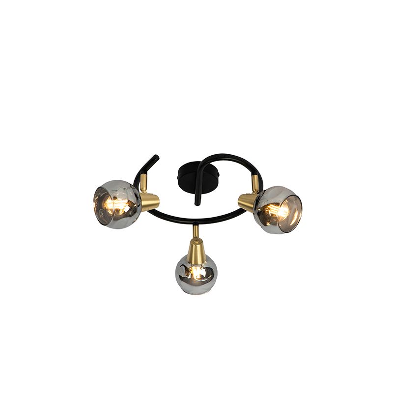 QAZQA Vidro - Art Deco Plafondlamp - 3-lichts - Ø 44.5 cm - Goud/messing