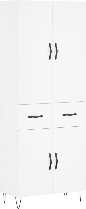 vidaXL Hoge kast 69,5x34x180 cm bewerkt hout wit