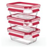 Emsa CLIP & CLOSE N1051100 - Boîtes de conservation - Set - Rectangulaire - Verre - Bleu, Transparent