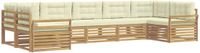 vidaXL - Buiten - bank - set - 7 - st - Wit - en - crèmekleurig - Massief - Acacia - Hout