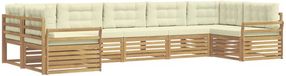 vidaXL - Buiten - bank - set - 7 - st - Wit - en - crèmekleurig - Massief - Acacia - Hout