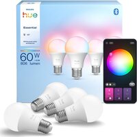 PHILIPS Essentials Philips Hue Essential Slimme A60 lamp, Wit en gekleurd licht, 4-pack