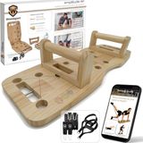 Merkloos Houten Push-up Board Opvouwbaar - 65 cm - Met Weerstandsbanden