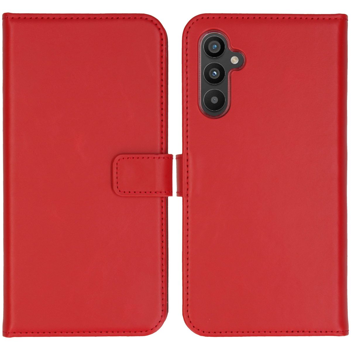 Selencia Echt Lederen Bookcase voor Samsung Galaxy A34 (5G) - Rood