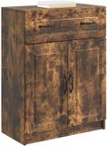 vidaXL Dressoir met lade Gerookt eiken 66 x 34,5 x 87 cm Bewerkt hout