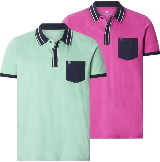 Jan Vanderstorm heren Poloshirts, Set van 2 - Maat 52/54 - Lichtgroen - Katoen