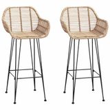 vidaXL Tabouret de bar 2 pièces rotin naturel et fer 55 x 52 x 105 cm