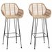 vidaXL Tabouret de bar 2 pièces rotin naturel et fer 55 x 52 x 105 cm